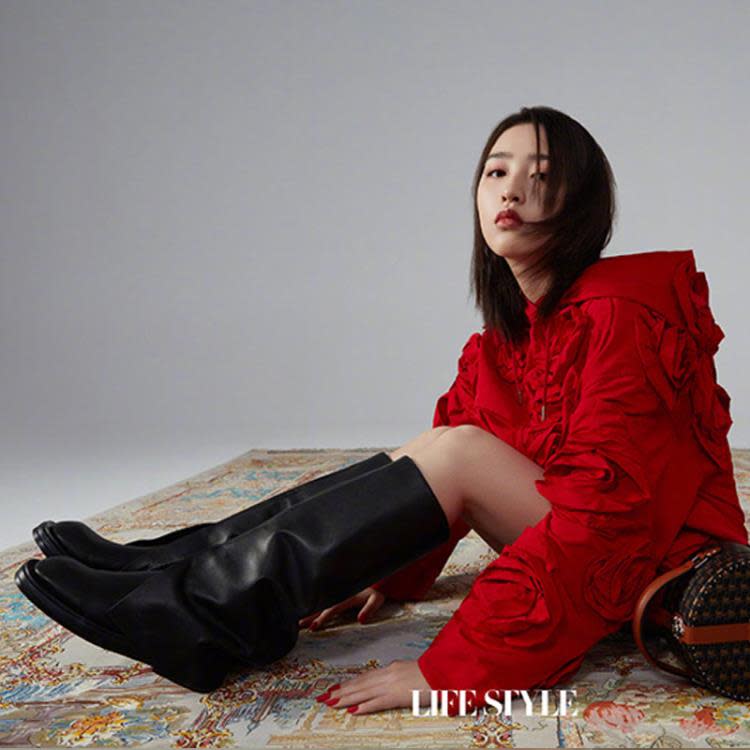 方圓頭褲管高筒靴女黑色高筒 2023FW 秋冬季新品 任敏同款fil小白-細節圖3