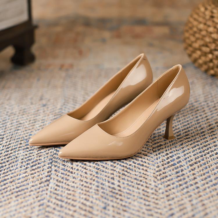 高跟鞋 7955-9 性感漆皮法式鞋女2023春季新款尖頭細跟純色鞋女-細節圖4