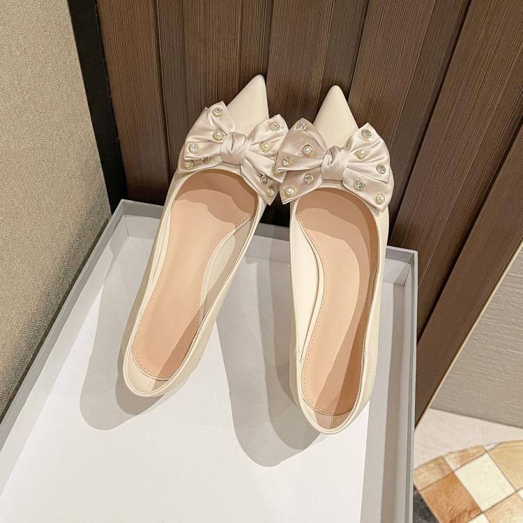 高跟鞋 預H6623-10法式鞋女2023年新款蝴蝶結仙女風氣質尖頭細跟單鞋-細節圖3