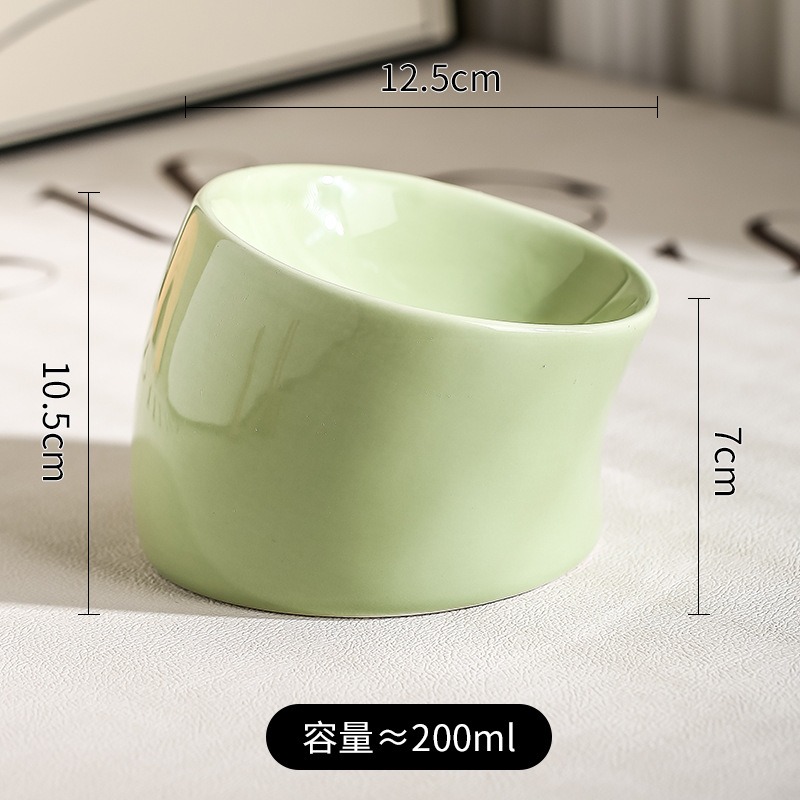 陶瓷斜口碗 寵物碗 飼料碗 水碗 陶瓷碗 貓碗 狗碗 架高碗 寵物用品-細節圖2