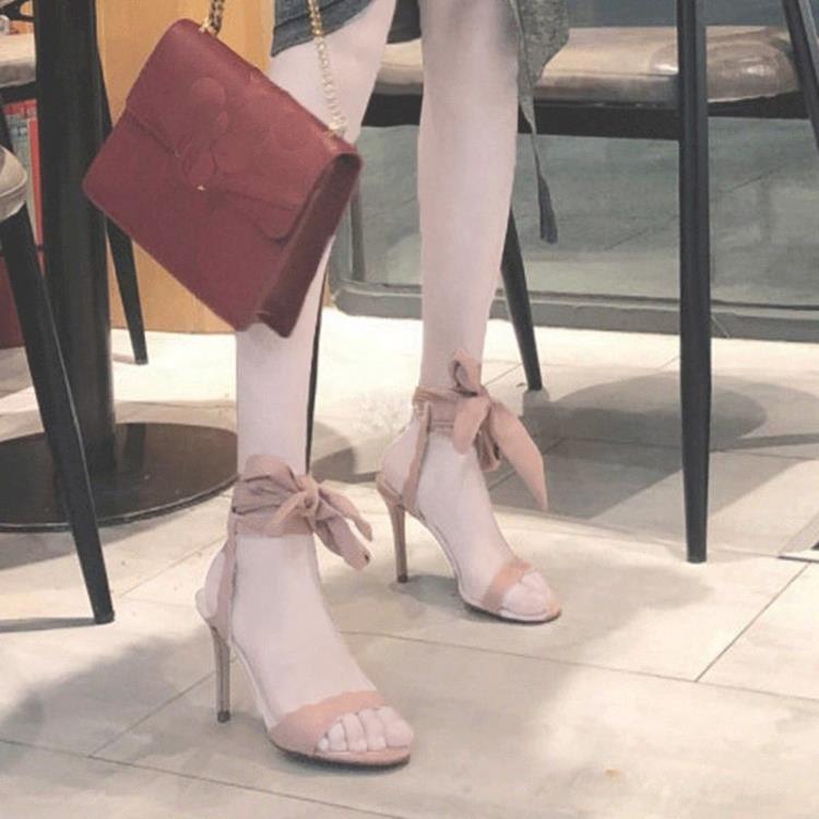 高跟鞋 綁帶涼鞋女2023年夏季新款氣質名媛絕美仙女風配裙子洋裝一字帶鞋-細節圖2