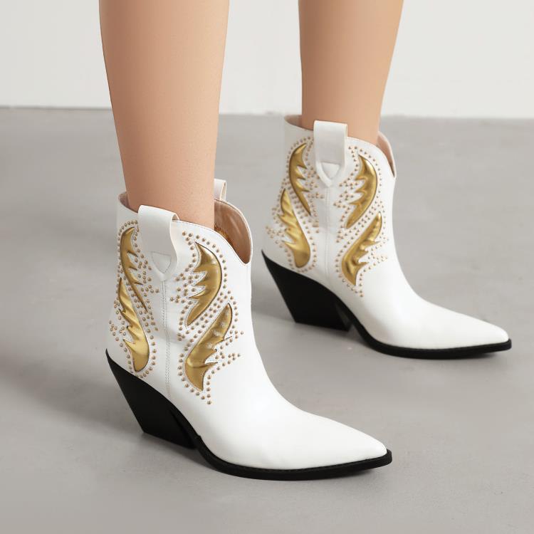 Dropshopping2023秋冬新款尖頭高跟坡跟40-43套筒低筒西部靴-細節圖3