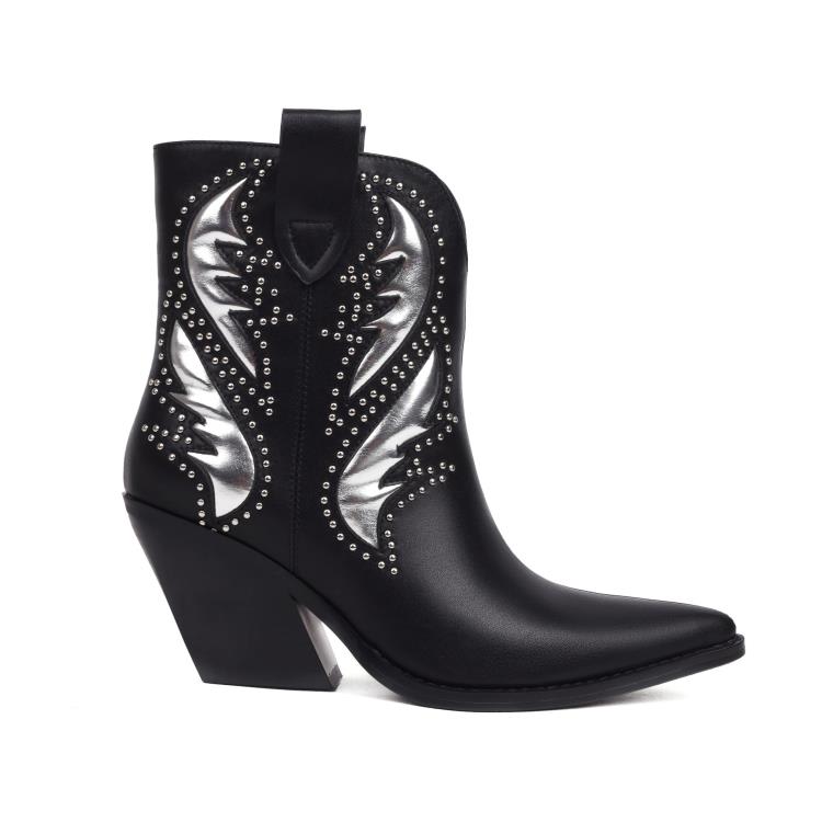 Dropshopping2023秋冬新款尖頭高跟坡跟40-43套筒低筒西部靴-細節圖5