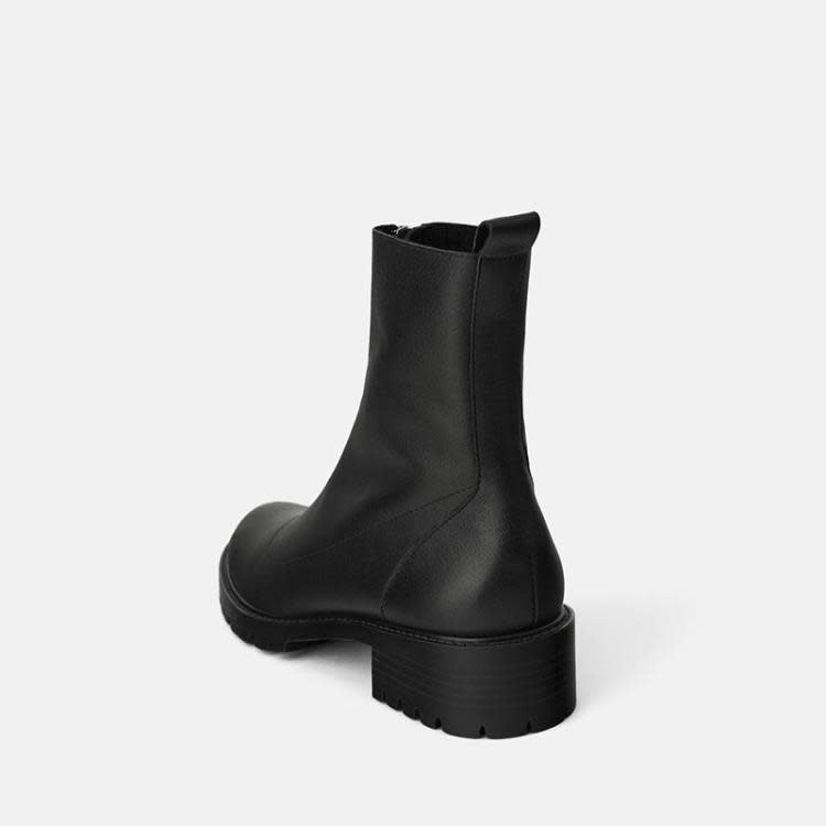 現貨女鞋馬丁靴2023年秋冬季粗跟大拉鍊網紅短靴圓頭時尚靴子-細節圖3