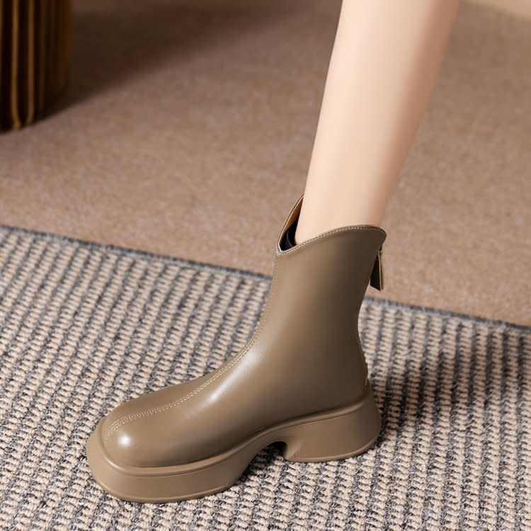 厚底鞋 2023年秋冬新款網紅爆款時尚百搭英倫風馬丁靴時尚短靴女-細節圖6