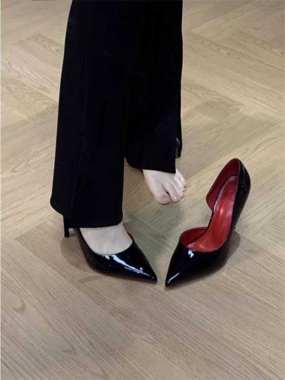 高跟鞋 紅底鞋女床上性感細跟2023春新款級感裸色尖頭工作時尚單鞋女-細節圖8