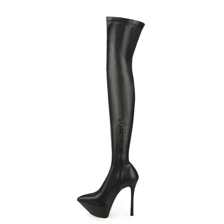 Dropshopping歐美風時尚尖頭40-45尖頭厚底細高跟性感夜店女靴-細節圖5