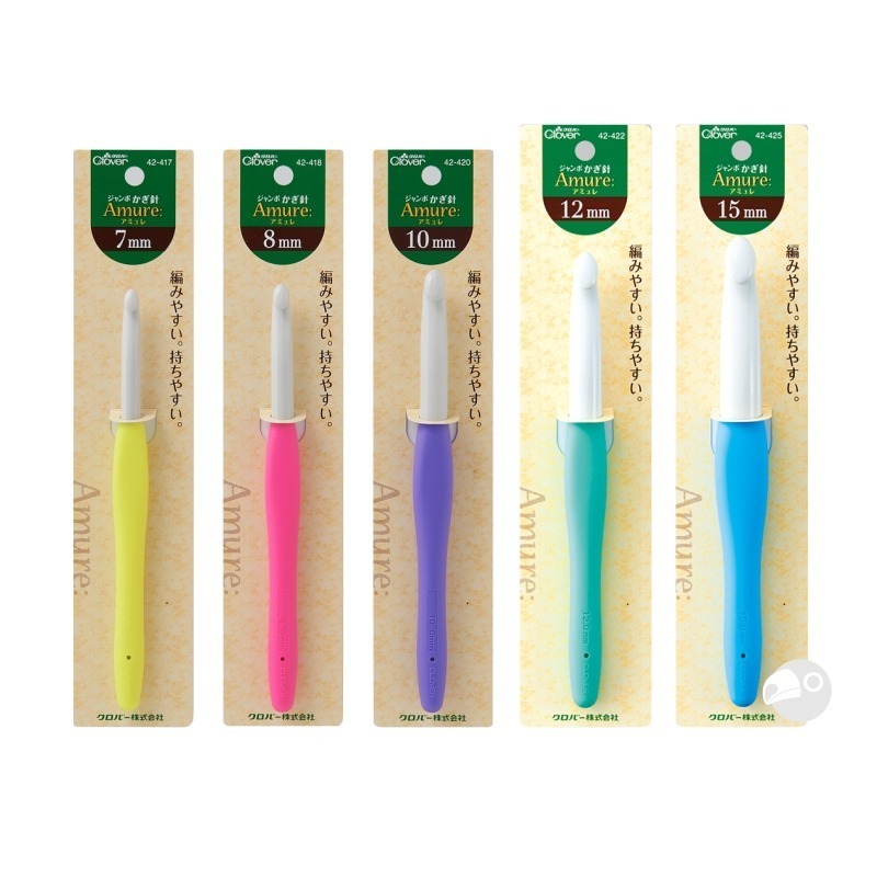 【大嘴鳥】Clover Amure 彩色有柄鉤針 2/0號~10/0號、大鉤針7mm~15mm 編織工具 日本進口-細節圖3