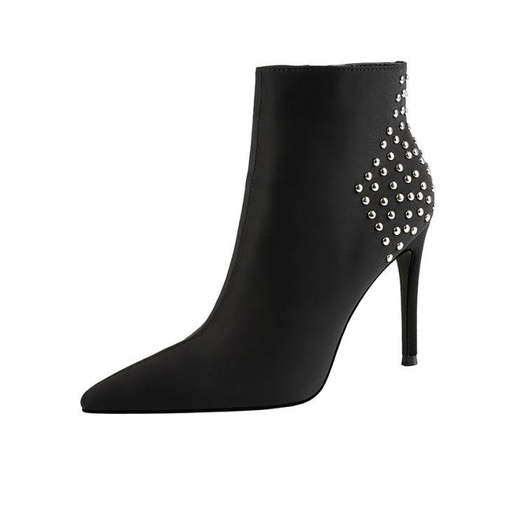 踝靴 2362-4（此款售完不補貨）女細跟百搭鉚釘帥氣高跟鞋馬丁靴潮-細節圖5