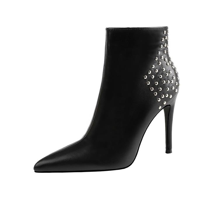 踝靴 2362-4（此款售完不補貨）女細跟百搭鉚釘帥氣高跟鞋馬丁靴潮-細節圖6