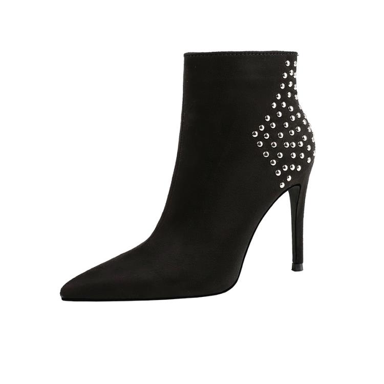 踝靴 2362-4（此款售完不補貨）女細跟百搭鉚釘帥氣高跟鞋馬丁靴潮-細節圖8