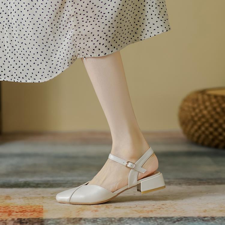 涼鞋 新款瑪麗珍后空法式粗跟鞋 2023新款復古晚晚風單鞋 23851-6-細節圖3