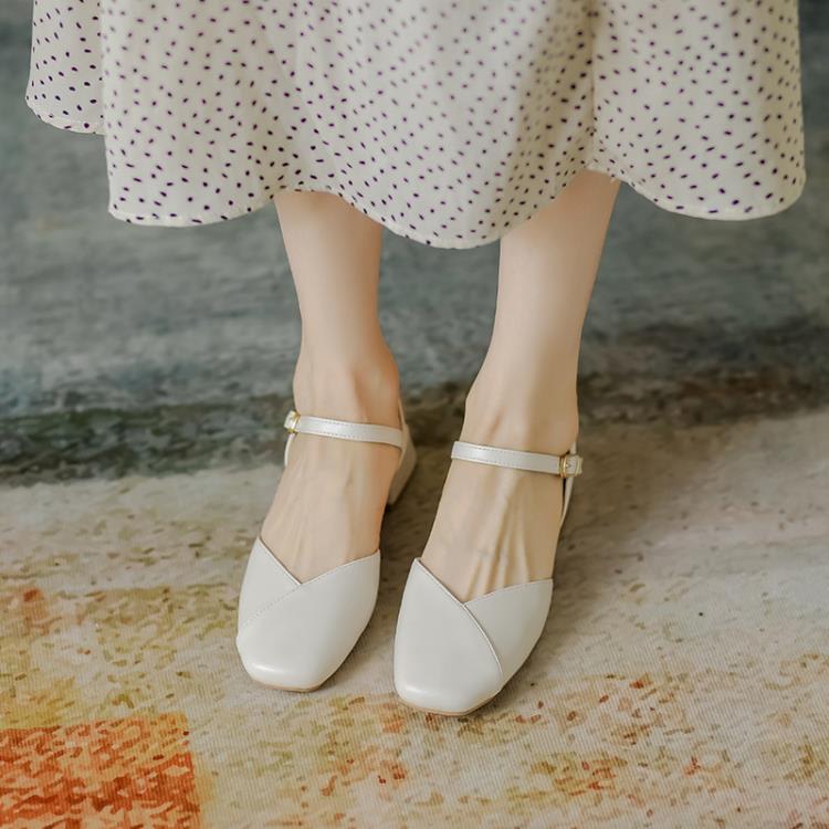 涼鞋 新款瑪麗珍后空法式粗跟鞋 2023新款復古晚晚風單鞋 23851-6-細節圖4