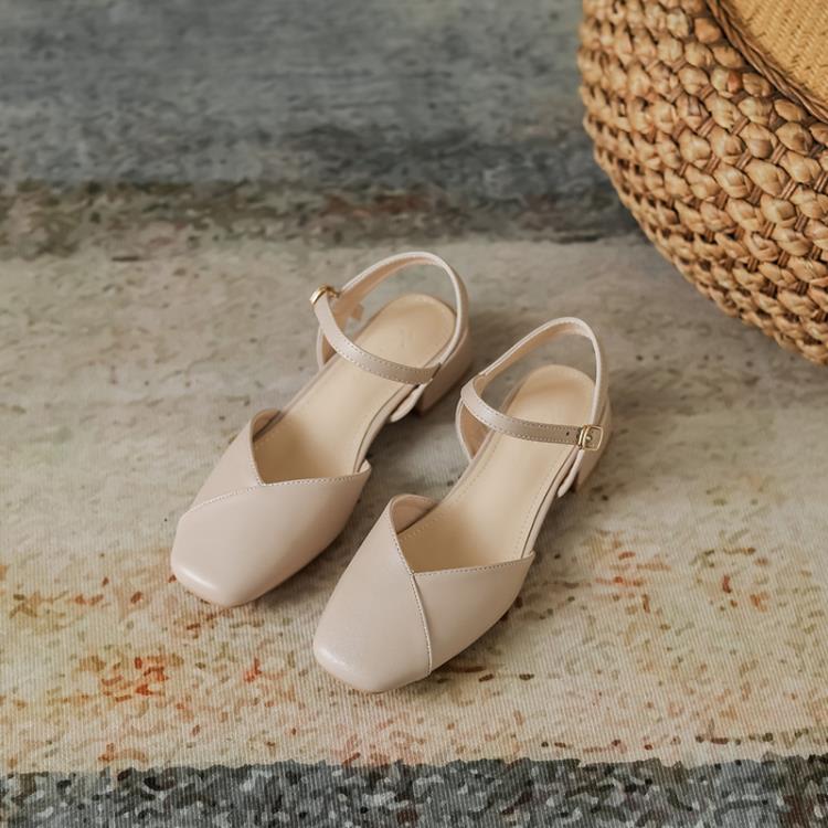 涼鞋 新款瑪麗珍后空法式粗跟鞋 2023新款復古晚晚風單鞋 23851-6-細節圖6