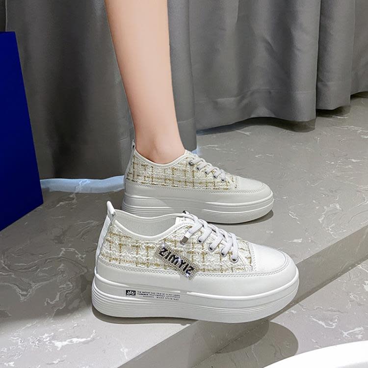 厚底鞋 板鞋女2023春夏新款高顏值正韓透氣小白鞋增高學生百搭女鞋子-細節圖4