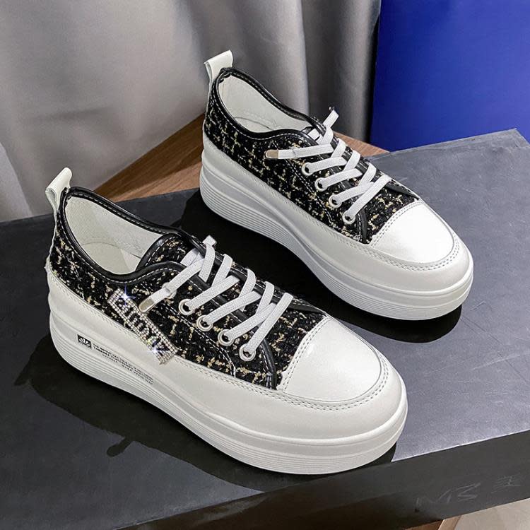 厚底鞋 板鞋女2023春夏新款高顏值正韓透氣小白鞋增高學生百搭女鞋子-細節圖6