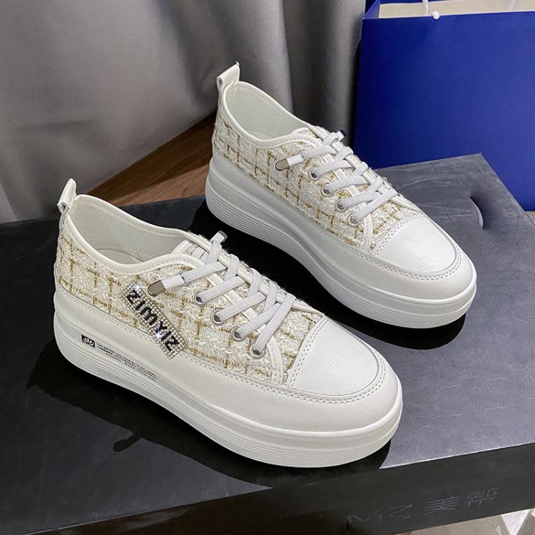 厚底鞋 板鞋女2023春夏新款高顏值正韓透氣小白鞋增高學生百搭女鞋子-細節圖7