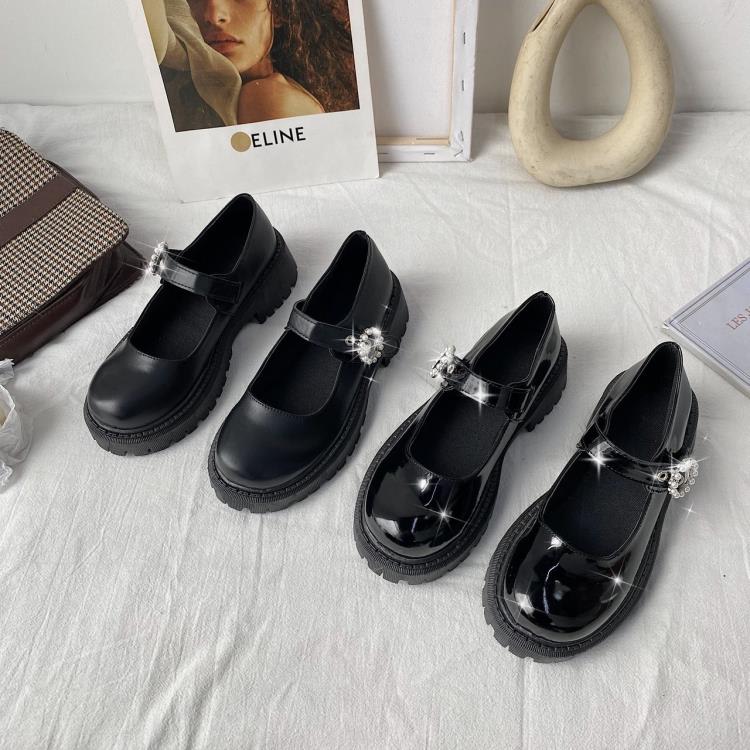 厚底鞋 圓頭小皮鞋女英倫風2023新款春秋日系jk制服正韓瑪麗珍鞋批髮-細節圖3