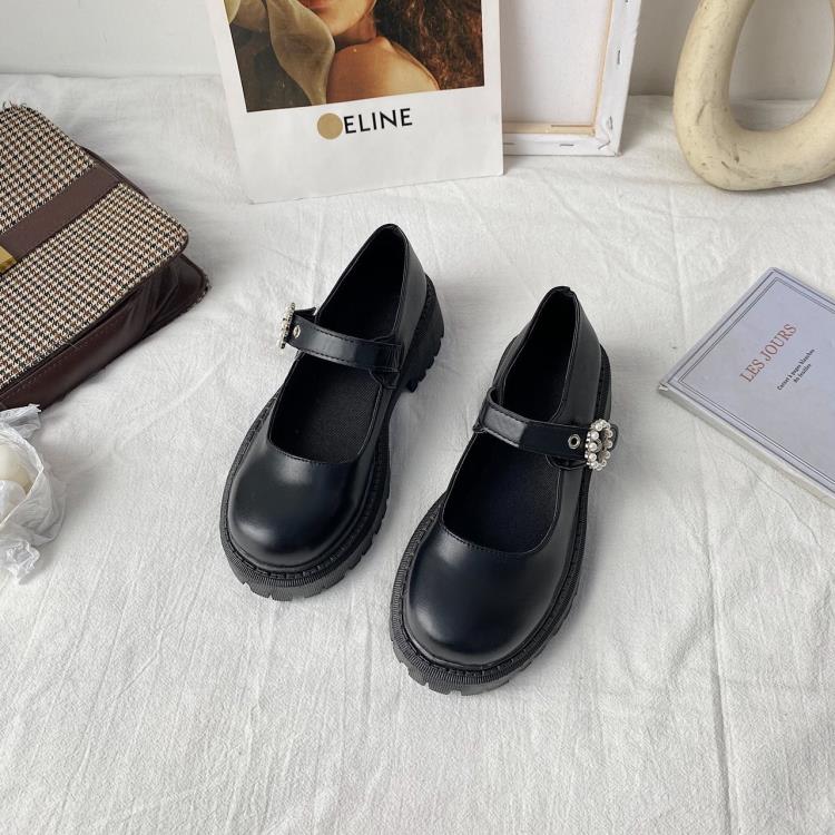 厚底鞋 圓頭小皮鞋女英倫風2023新款春秋日系jk制服正韓瑪麗珍鞋批髮-細節圖7