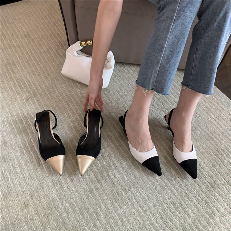 高跟鞋 法式尖頭包頭涼鞋仙女鞋子2023年新款夏季鞋小香風晚晚風-細節圖2