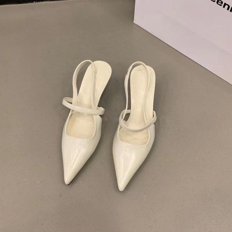 高跟鞋 2023春夏季新款簡約鞋百搭單鞋女氣質法式淺口尖頭細跟涼鞋-細節圖3