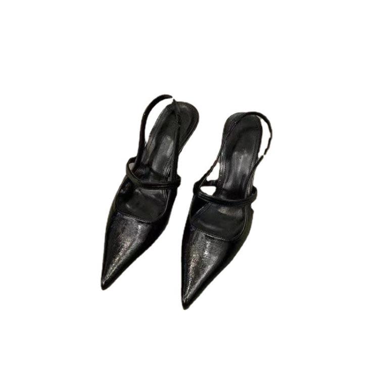 高跟鞋 2023春夏季新款簡約鞋百搭單鞋女氣質法式淺口尖頭細跟涼鞋-細節圖5