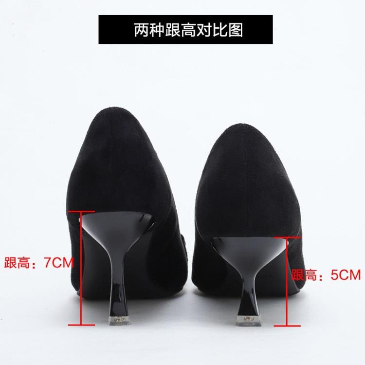 高跟鞋 時尚水鉆名媛風女鞋2023秋季新款網紅休閒尖頭女單鞋小碼3233-細節圖2