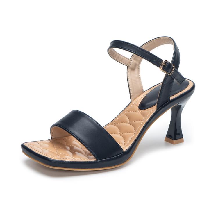 高跟鞋 sandals歐美2023方頭休閒一字帶刺繡細涼鞋女women百搭heels-細節圖6