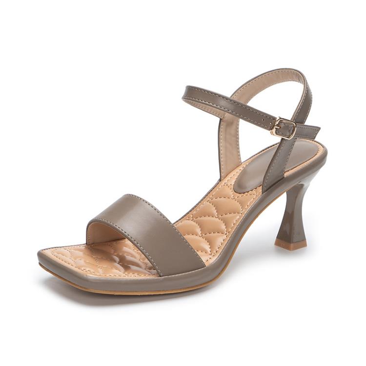 高跟鞋 sandals歐美2023方頭休閒一字帶刺繡細涼鞋女women百搭heels-細節圖8