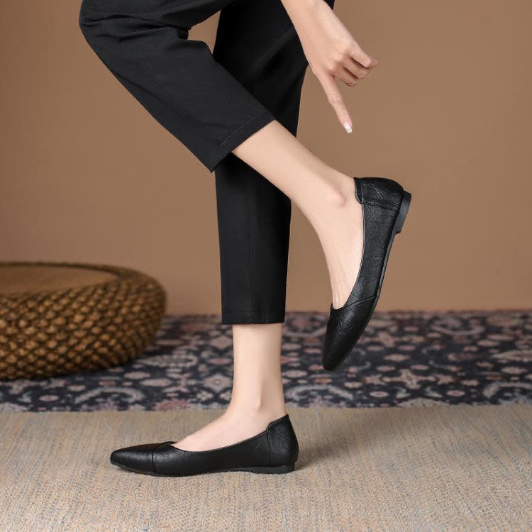 平底鞋 工作鞋女黑色2023新款春秋百搭職業專業鞋軟底舒適四季單鞋女-細節圖2