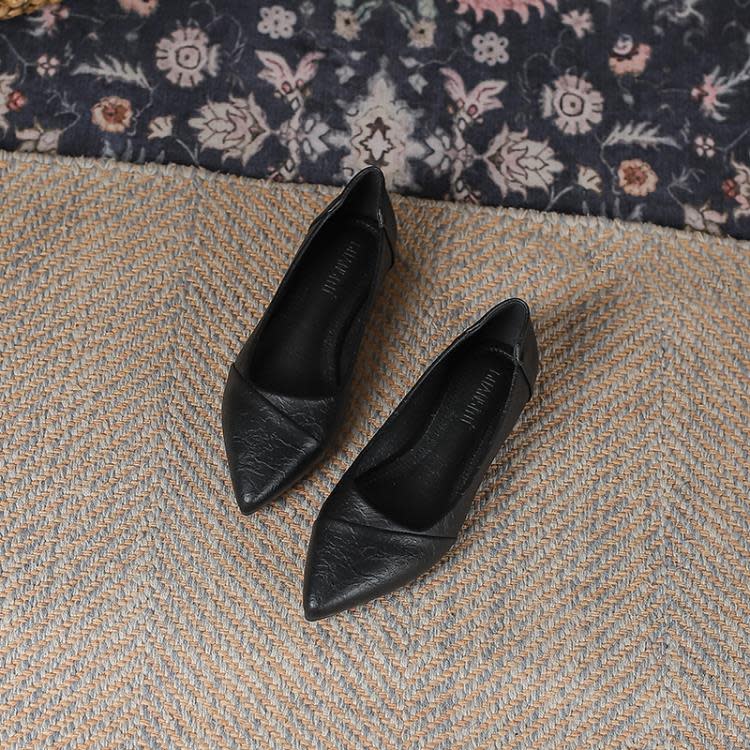 平底鞋 工作鞋女黑色2023新款春秋百搭職業專業鞋軟底舒適四季單鞋女-細節圖6