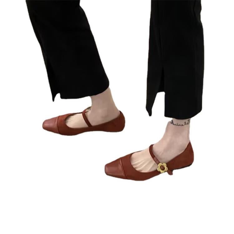 金屬搭扣百搭一腳蹬純色粗跟2023春夏新款時尚氣質淺口正韓女單鞋-細節圖5