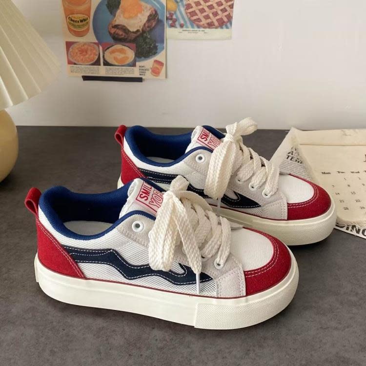 休閒鞋 ins潮正韓帆布鞋女2023春夏季新款學生跑步鞋板鞋網紅街拍鞋-細節圖2