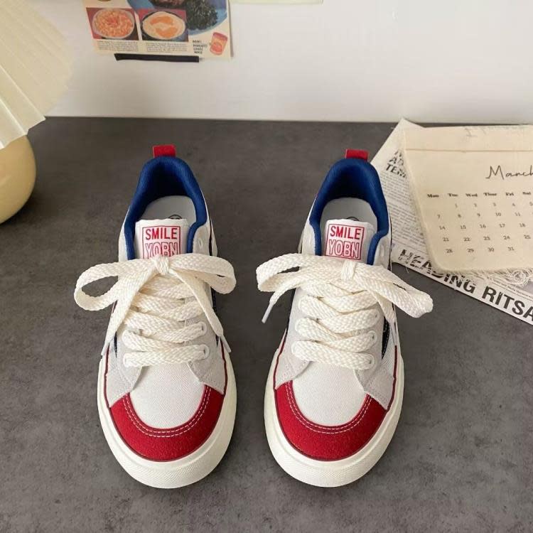 休閒鞋 ins潮正韓帆布鞋女2023春夏季新款學生跑步鞋板鞋網紅街拍鞋-細節圖3