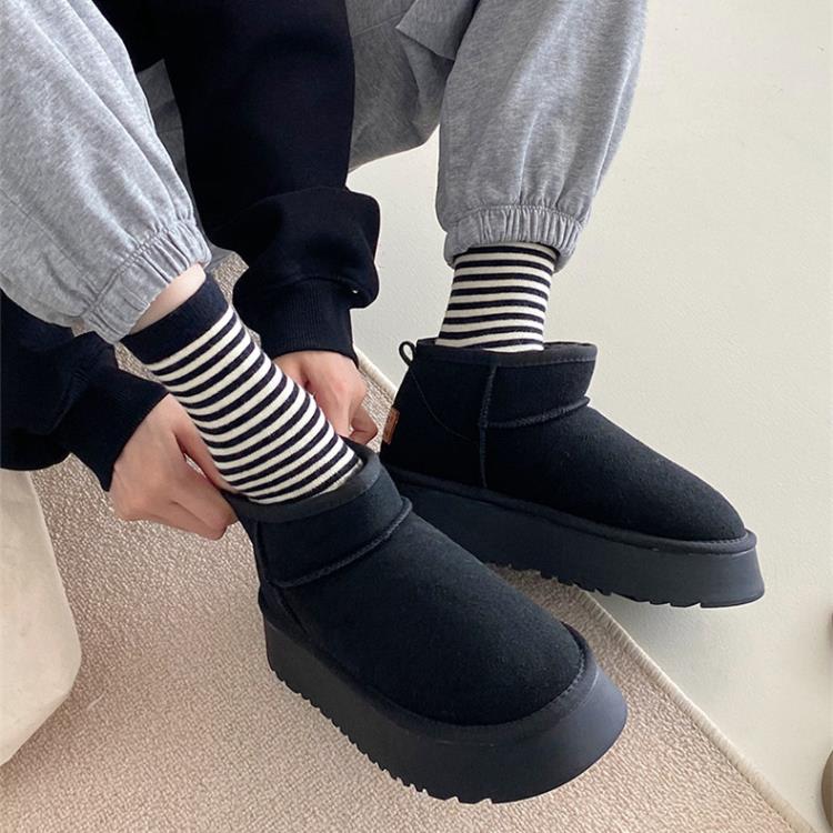 網紅經典簡約潮流雪地靴女2023秋冬新款高級感輕便厚底百搭棉鞋潮-細節圖2
