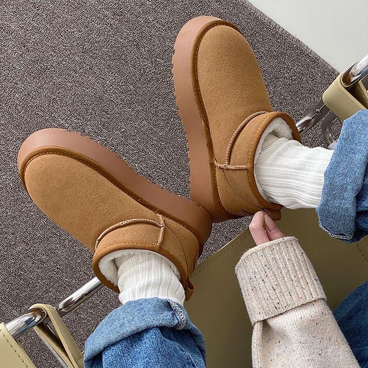 網紅經典簡約潮流雪地靴女2023秋冬新款高級感輕便厚底百搭棉鞋潮-細節圖3