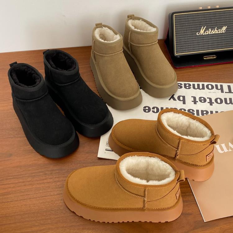 網紅經典簡約潮流雪地靴女2023秋冬新款高級感輕便厚底百搭棉鞋潮-細節圖4