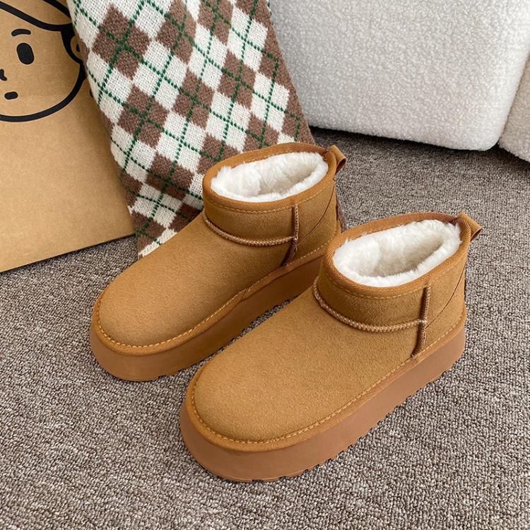 網紅經典簡約潮流雪地靴女2023秋冬新款高級感輕便厚底百搭棉鞋潮-細節圖8