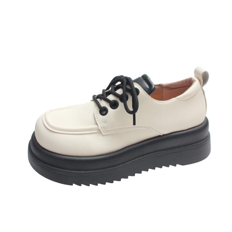 樂福鞋 簡約厚底內增高小皮鞋女鞋2023年秋冬新款日系配裙單鞋系帶-細節圖5