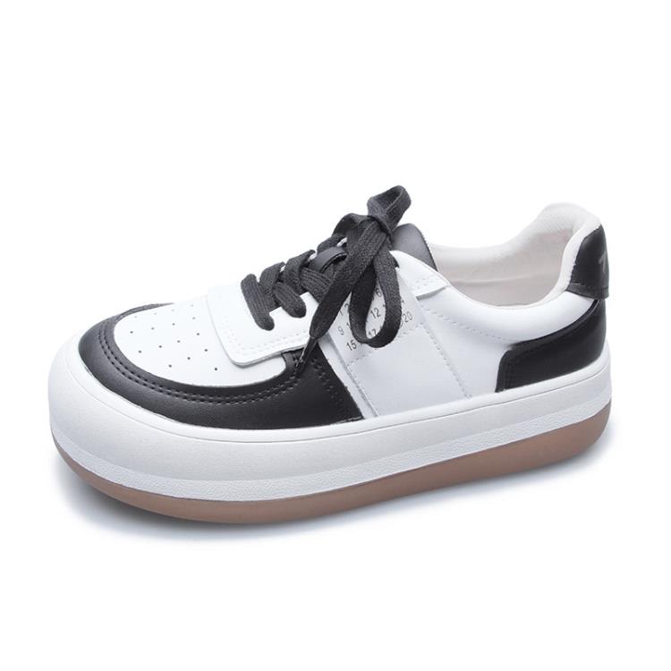 厚底鞋 真皮小白鞋女2023新款春夏百搭透氣大頭面包鞋子小眾休閒板鞋-細節圖6