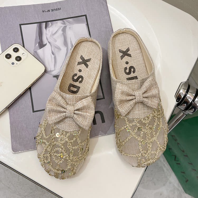 拖鞋 女2023新款女鞋夏季正韓包頭套腳半女式平底涼女批髮-細節圖7