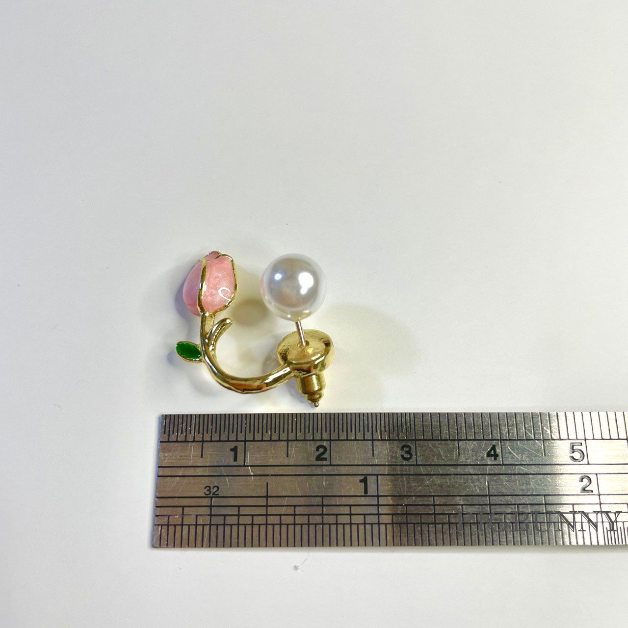 現貨實拍 超仙氣鬱金香珍珠油畫感925銀針耳環-細節圖5
