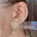 現貨實拍 超仙氣玉蘭珍珠水鑽925銀針耳環-規格圖6