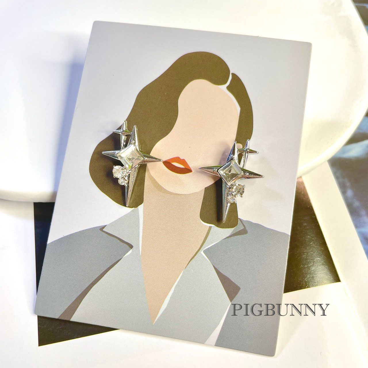 現貨實拍 星芒造型 925銀針金屬水鑽百搭款耳環-細節圖6