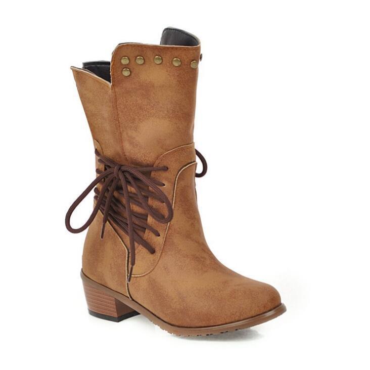 短靴 秋冬季新款平底鉚釘馬丁靴平跟大碼女靴Shoes-細節圖8