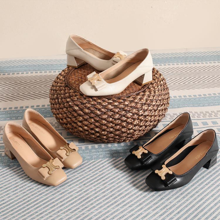 高跟鞋 職業OL通勤二穿單鞋訂製法式復古鞋方頭粗跟瑪麗珍鞋訂做-細節圖2