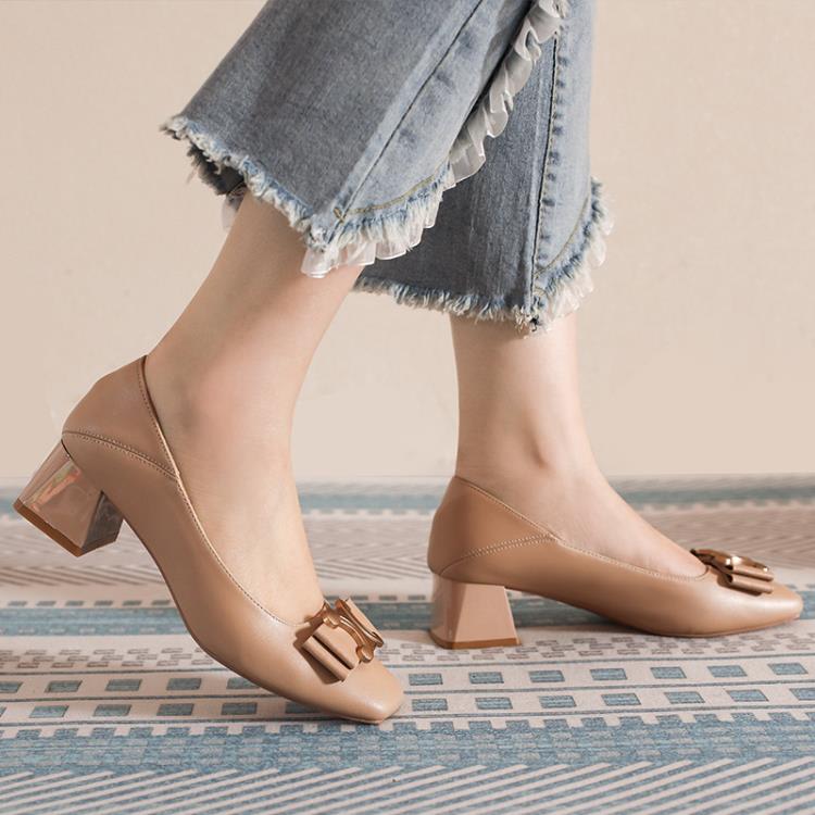 高跟鞋 職業OL通勤二穿單鞋訂製法式復古鞋方頭粗跟瑪麗珍鞋訂做-細節圖3