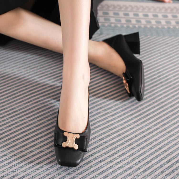 高跟鞋 職業OL通勤二穿單鞋訂製法式復古鞋方頭粗跟瑪麗珍鞋訂做-細節圖4