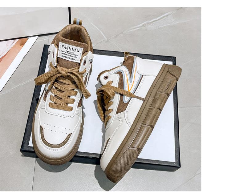 2023冬季新款女棉鞋拼色系帶平底加絨保暖運動鞋女休閒學生板鞋女-細節圖6