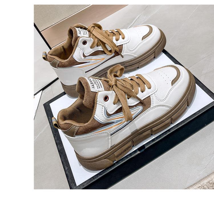 2023冬季新款女棉鞋拼色系帶平底加絨保暖運動鞋女休閒學生板鞋女-細節圖8